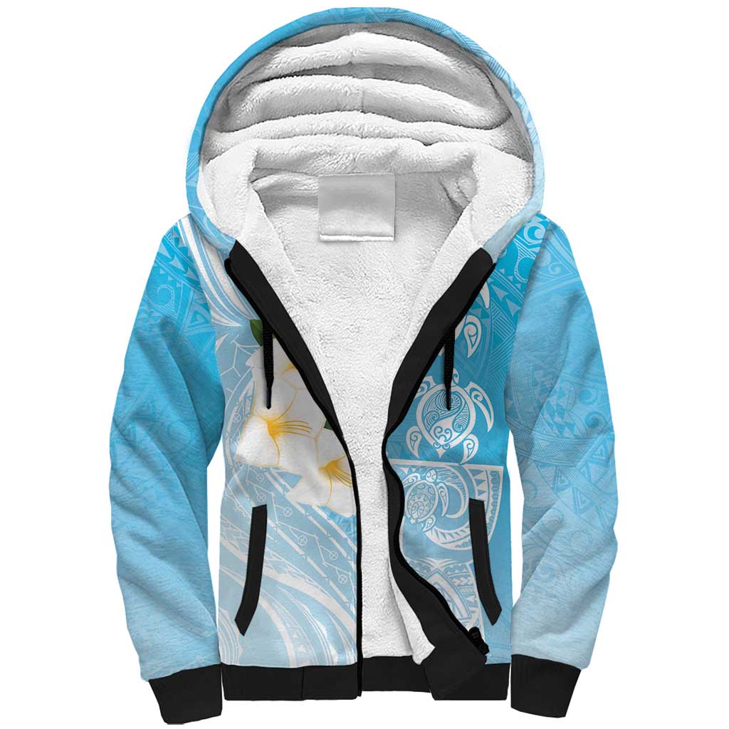Personalized Guam Chamorro Sherpa Hoodie Turtles and Guasali Flowers LT7 Unisex Turquoise - Polynesian Pride