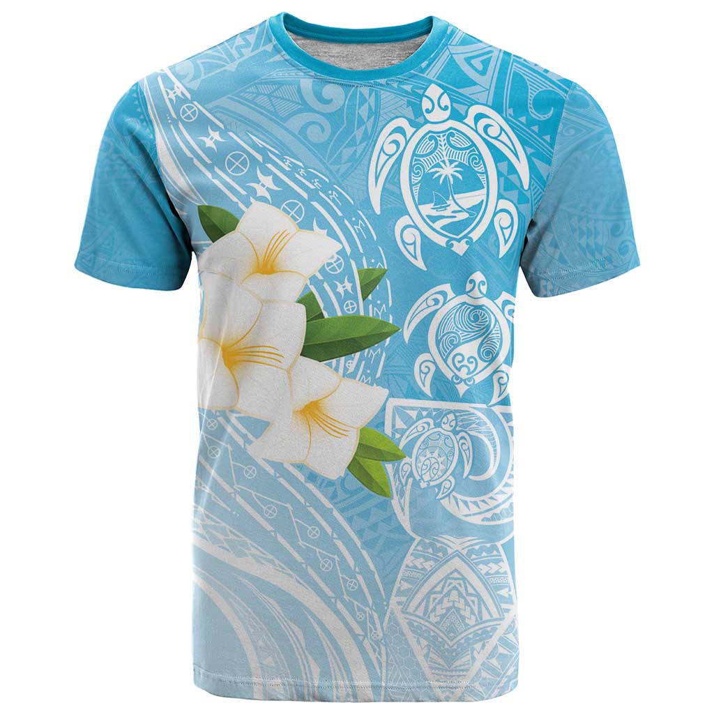 Personalized Guam Chamorro T Shirt Turtles and Guasali Flowers LT7 Turquoise - Polynesian Pride