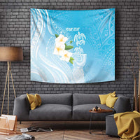Personalized Guam Chamorro Tapestry Turtles and Guasali Flowers LT7 Turquoise - Polynesian Pride