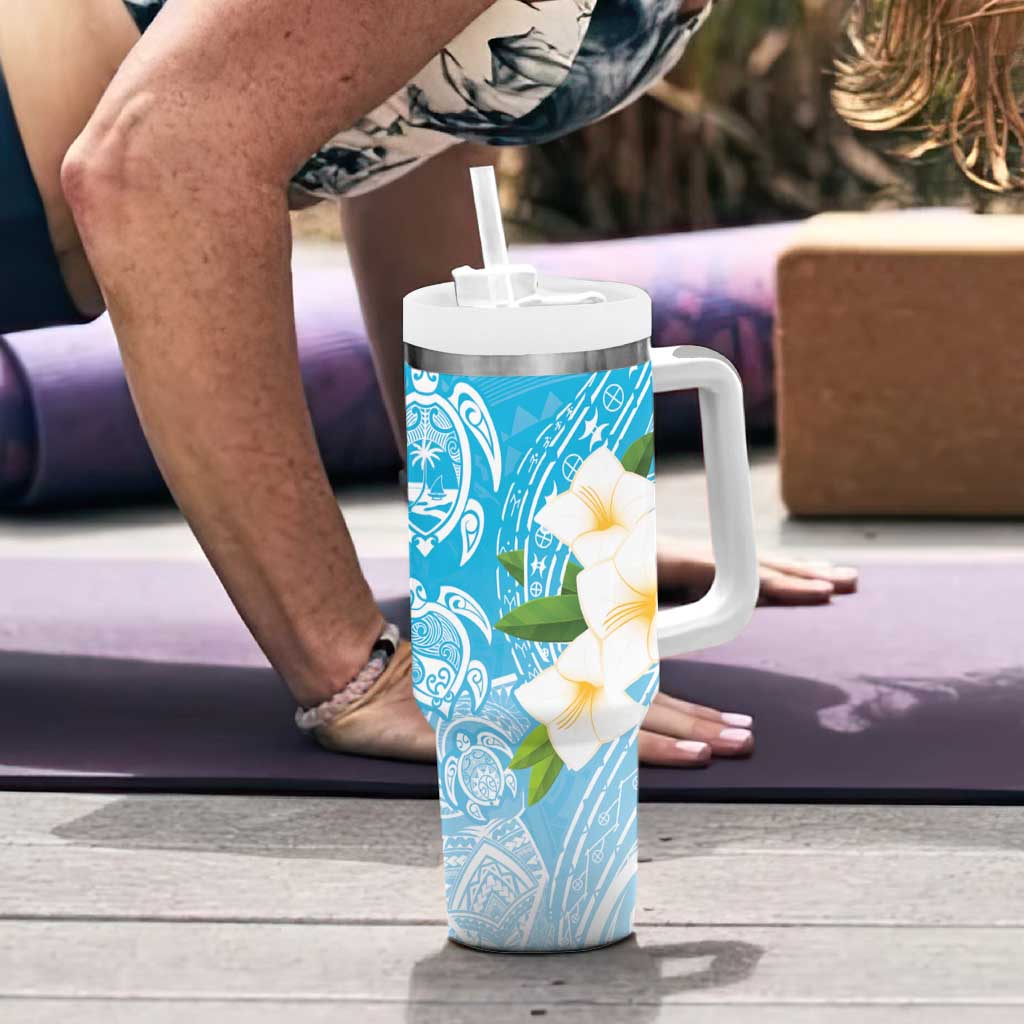 Personalized Guam Chamorro Tumbler With Handle Turtles and Guasali Flowers LT7 - Polynesian Pride
