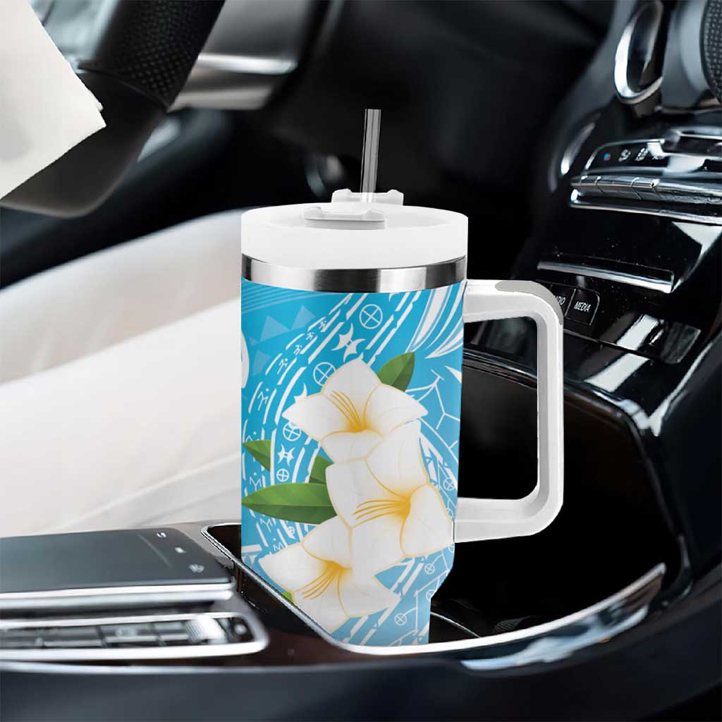 Personalized Guam Chamorro Tumbler With Handle Turtles and Guasali Flowers LT7 - Polynesian Pride
