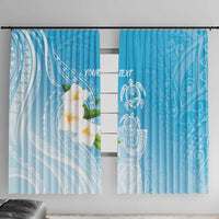 Personalized Guam Chamorro Window Curtain Turtles and Guasali Flowers LT7 With Hooks Turquoise - Polynesian Pride