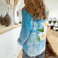 Personalized Guam Chamorro Women Casual Shirt Turtles and Guasali Flowers LT7 - Polynesian Pride