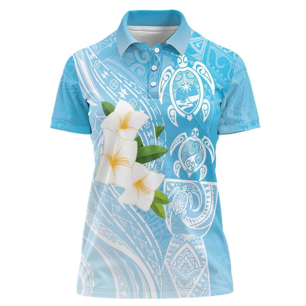 Personalized Guam Chamorro Women Polo Shirt Turtles and Guasali Flowers