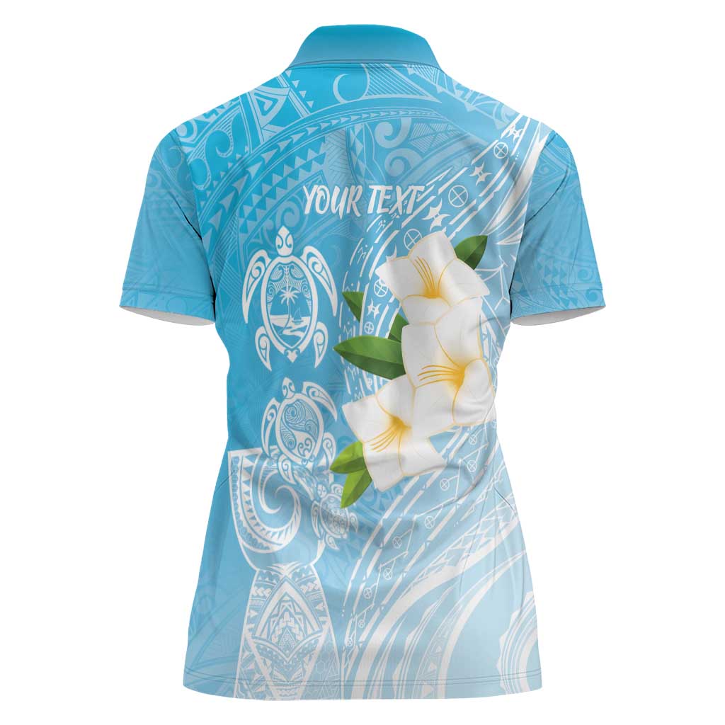Personalized Guam Chamorro Women Polo Shirt Turtles and Guasali Flowers LT7 - Polynesian Pride