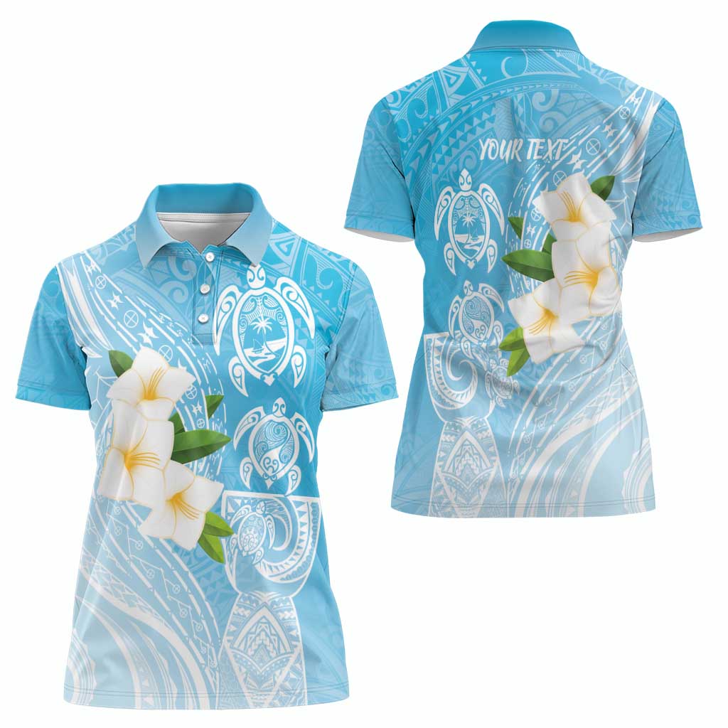 Personalized Guam Chamorro Women Polo Shirt Turtles and Guasali Flowers LT7 - Polynesian Pride