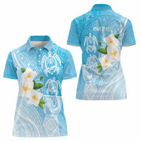 Personalized Guam Chamorro Women Polo Shirt Turtles and Guasali Flowers LT7 - Polynesian Pride