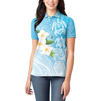 Personalized Guam Chamorro Women Polo Shirt Turtles and Guasali Flowers LT7 - Polynesian Pride