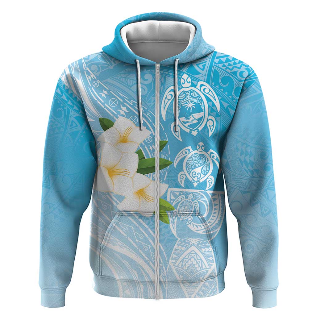 Personalized Guam Chamorro Zip Hoodie Turtles and Guasali Flowers LT7 Zip Hoodie Turquoise - Polynesian Pride