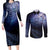 New Zealand Aotearoa Matariki Couples Matching Long Sleeve Bodycon Dress and Long Sleeve Button Shirt Starry Silver Fern