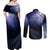 New Zealand Aotearoa Matariki Couples Matching Off Shoulder Maxi Dress and Long Sleeve Button Shirt Starry Silver Fern