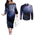 New Zealand Aotearoa Matariki Couples Matching Off The Shoulder Long Sleeve Dress and Long Sleeve Button Shirt Starry Silver Fern