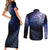 New Zealand Aotearoa Matariki Couples Matching Short Sleeve Bodycon Dress and Long Sleeve Button Shirt Starry Silver Fern