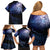 New Zealand Aotearoa Matariki Family Matching Off Shoulder Short Dress and Hawaiian Shirt Starry Silver Fern