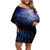 New Zealand Aotearoa Matariki Family Matching Off Shoulder Short Dress and Hawaiian Shirt Starry Silver Fern