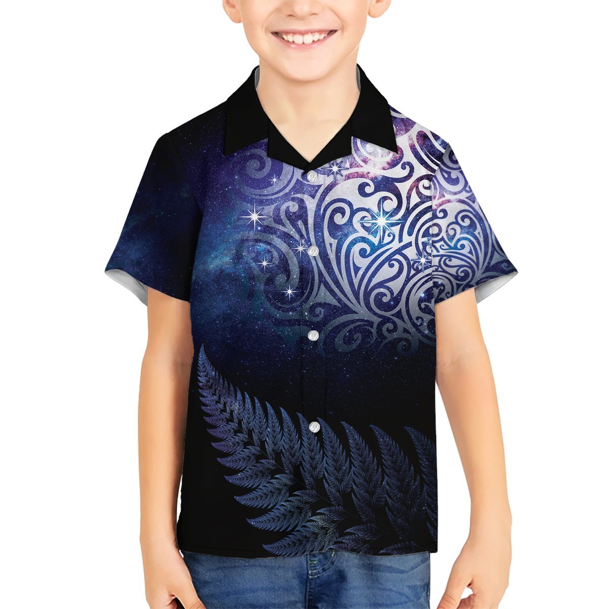 New Zealand Aotearoa Matariki Hawaiian Shirt Starry Silver Fern LT7 - Polynesian Pride