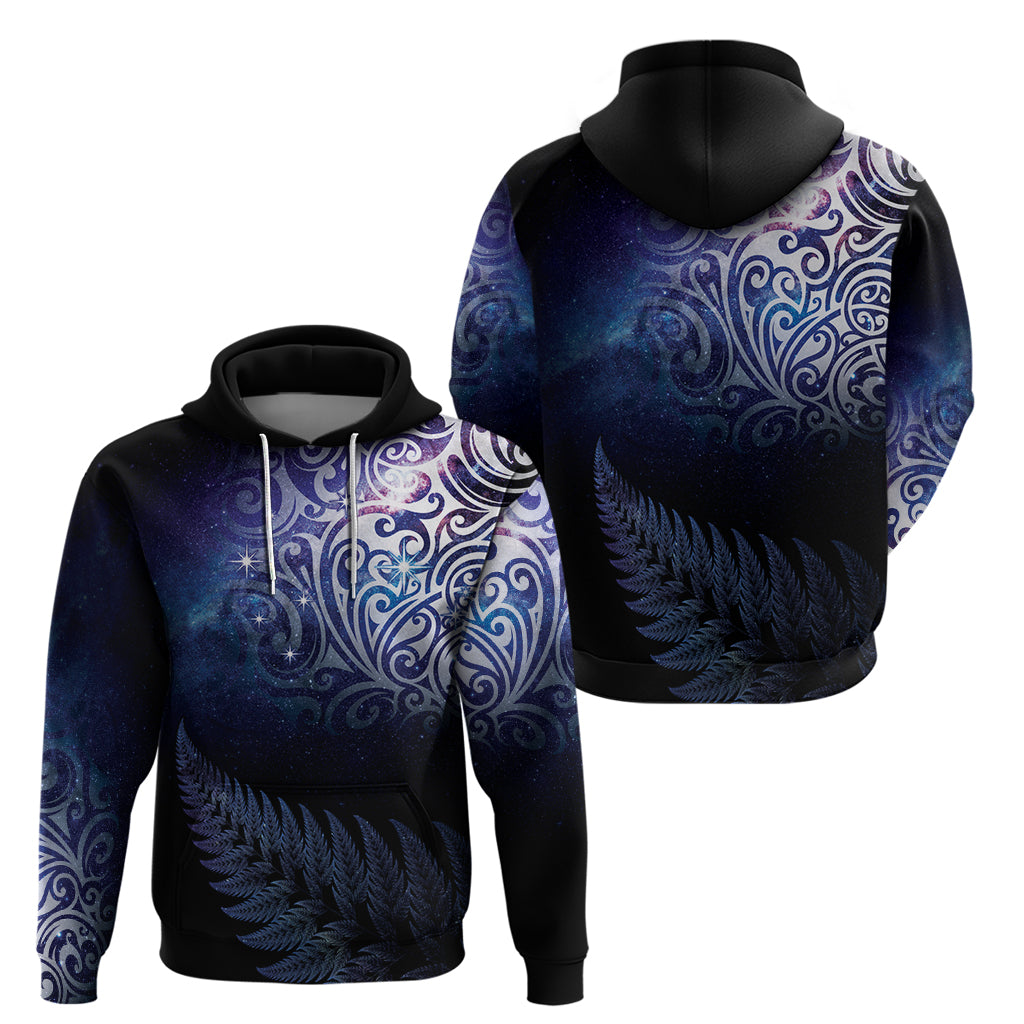 New Zealand Aotearoa Matariki Hoodie Starry Silver Fern LT7 - Polynesian Pride