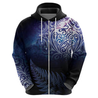 New Zealand Aotearoa Matariki Hoodie Starry Silver Fern LT7 - Polynesian Pride