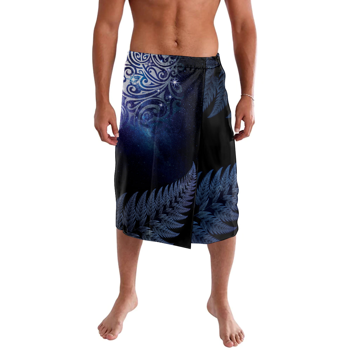 New Zealand Aotearoa Matariki Lavalava Starry Silver Fern LT7 Galaxy - Polynesian Pride