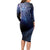 New Zealand Aotearoa Matariki Long Sleeve Bodycon Dress Starry Silver Fern