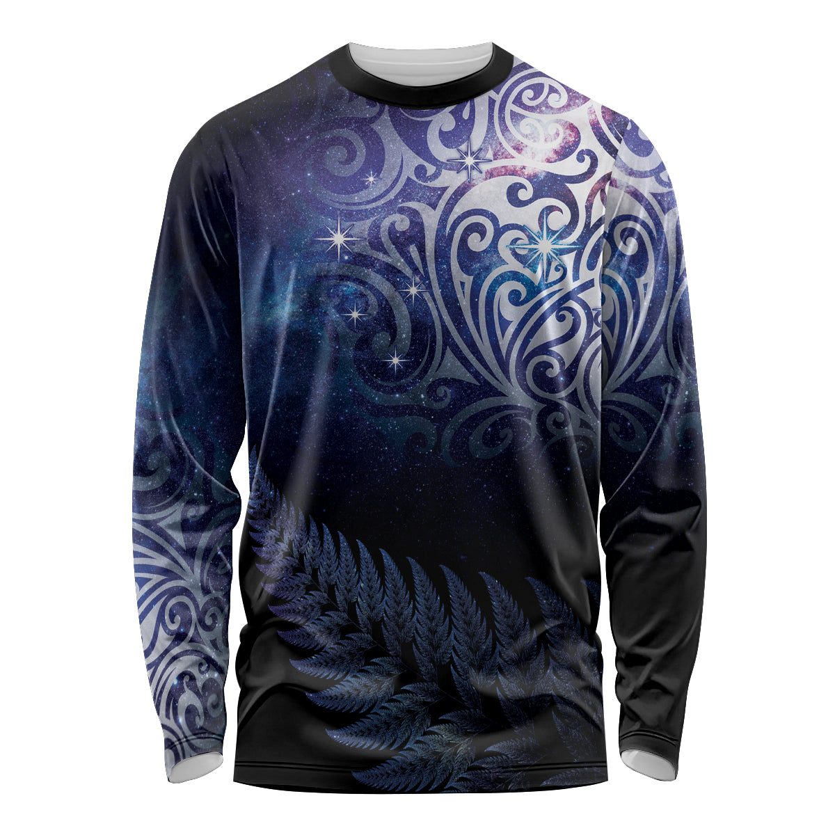 New Zealand Aotearoa Matariki Long Sleeve Shirt Starry Silver Fern LT7 Unisex Galaxy - Polynesian Pride
