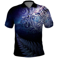 New Zealand Aotearoa Matariki Polo Shirt Starry Silver Fern LT7 Galaxy - Polynesian Pride