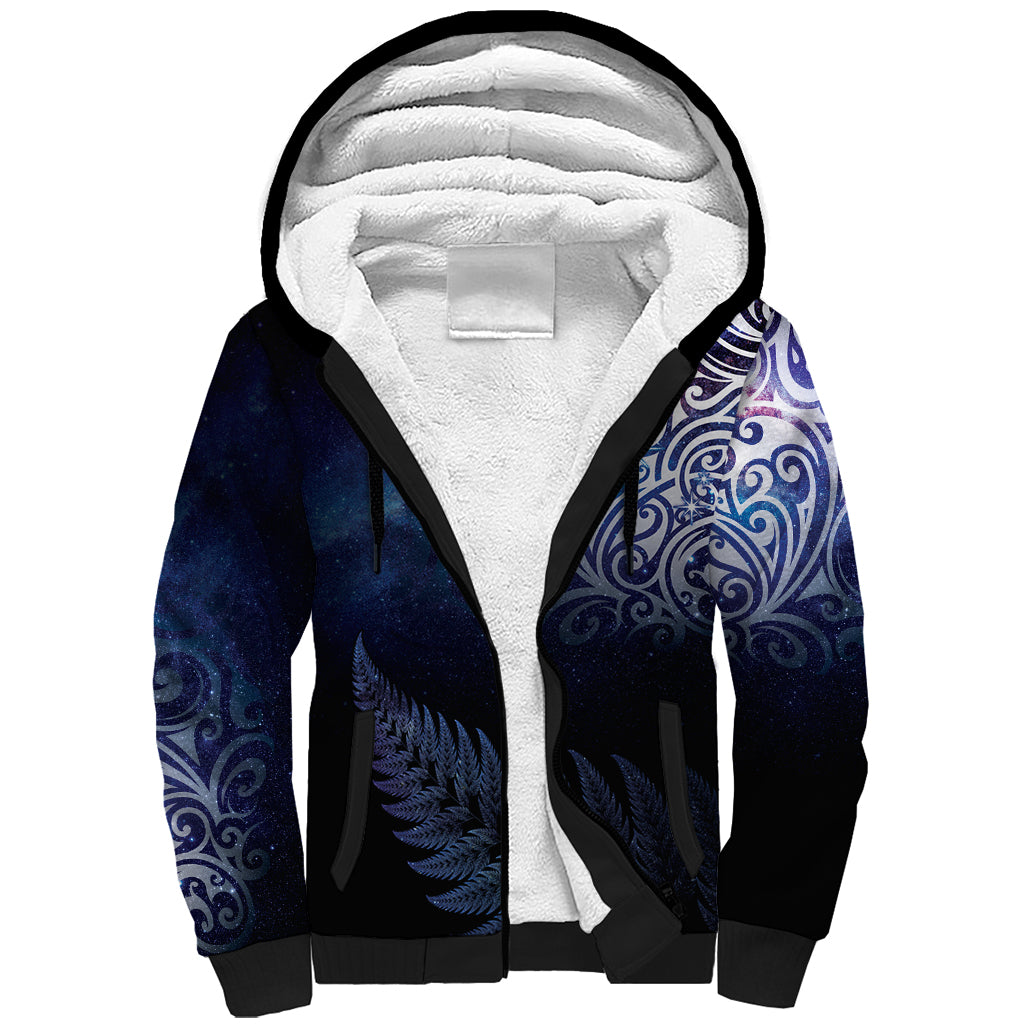 New Zealand Aotearoa Matariki Sherpa Hoodie Starry Silver Fern