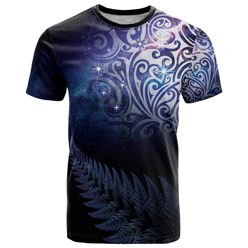 New Zealand Aotearoa Matariki T Shirt Starry Silver Fern LT7 Galaxy - Polynesian Pride
