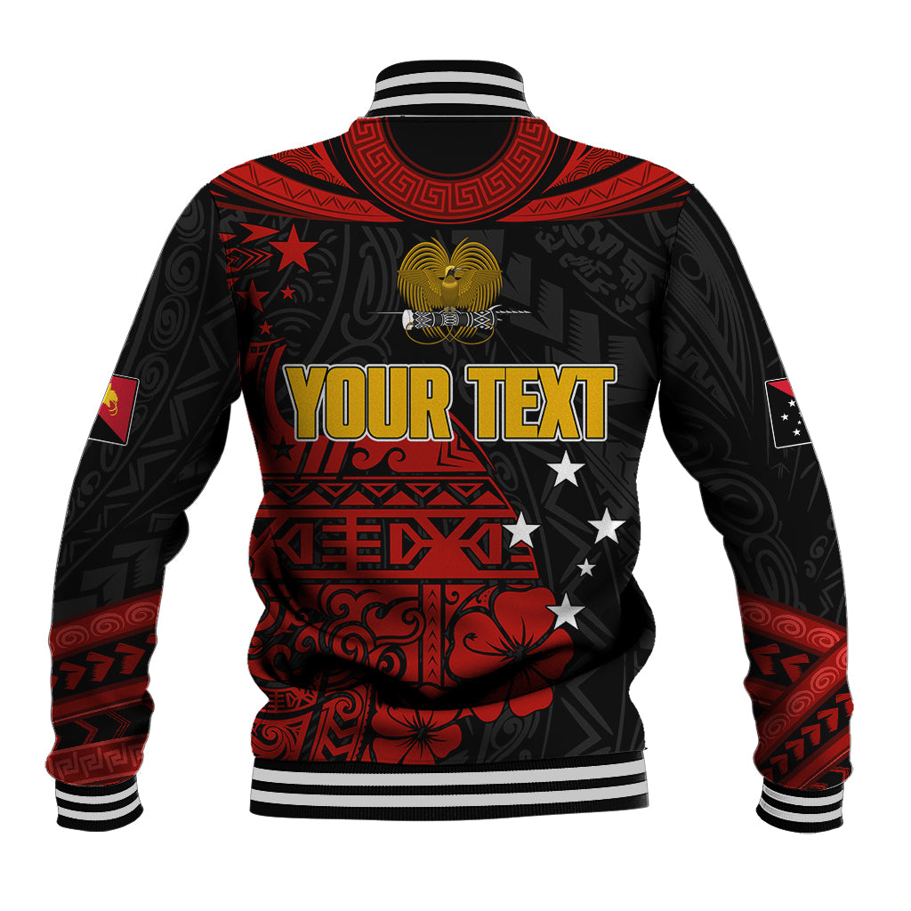 Personalised PNG Kumuls Rugby Baseball Jacket Motuan Mix Patterns LT7 - Polynesian Pride
