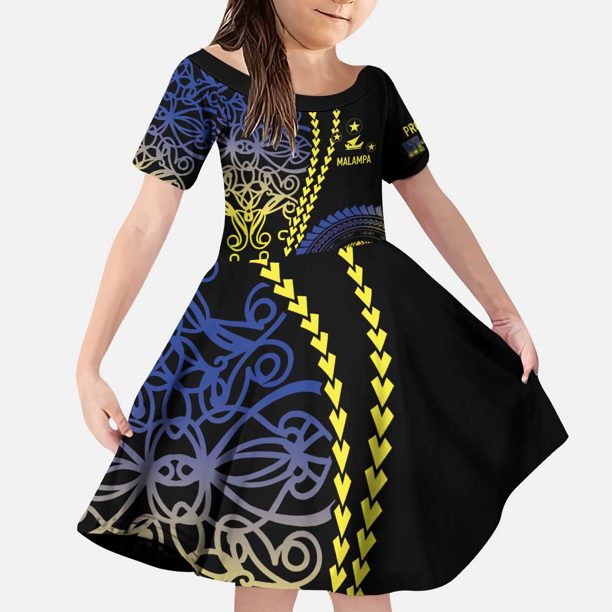 Proudly Ni-Van Sandroing Inspired Kid Short Sleeve Dress Malampa Classic Style LT7 KID Colorful - Polynesian Pride