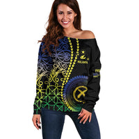 Proudly Ni-Van Sandroing Inspired Off Shoulder Sweater Malampa Classic Style LT7 Women Colorful - Polynesian Pride