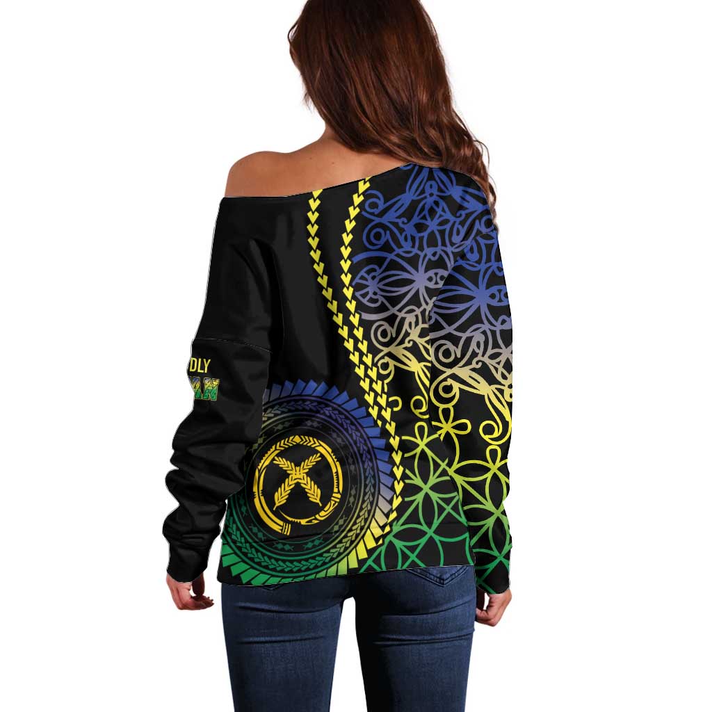 Proudly Ni-Van Sandroing Inspired Off Shoulder Sweater Malampa Classic Style LT7 - Polynesian Pride