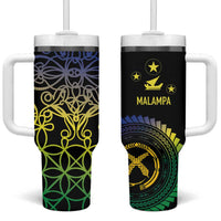 Proudly Ni-Van Sandroing Inspired Tumbler With Handle Malampa Classic Style LT7 One Size: 40 oz Colorful - Polynesian Pride