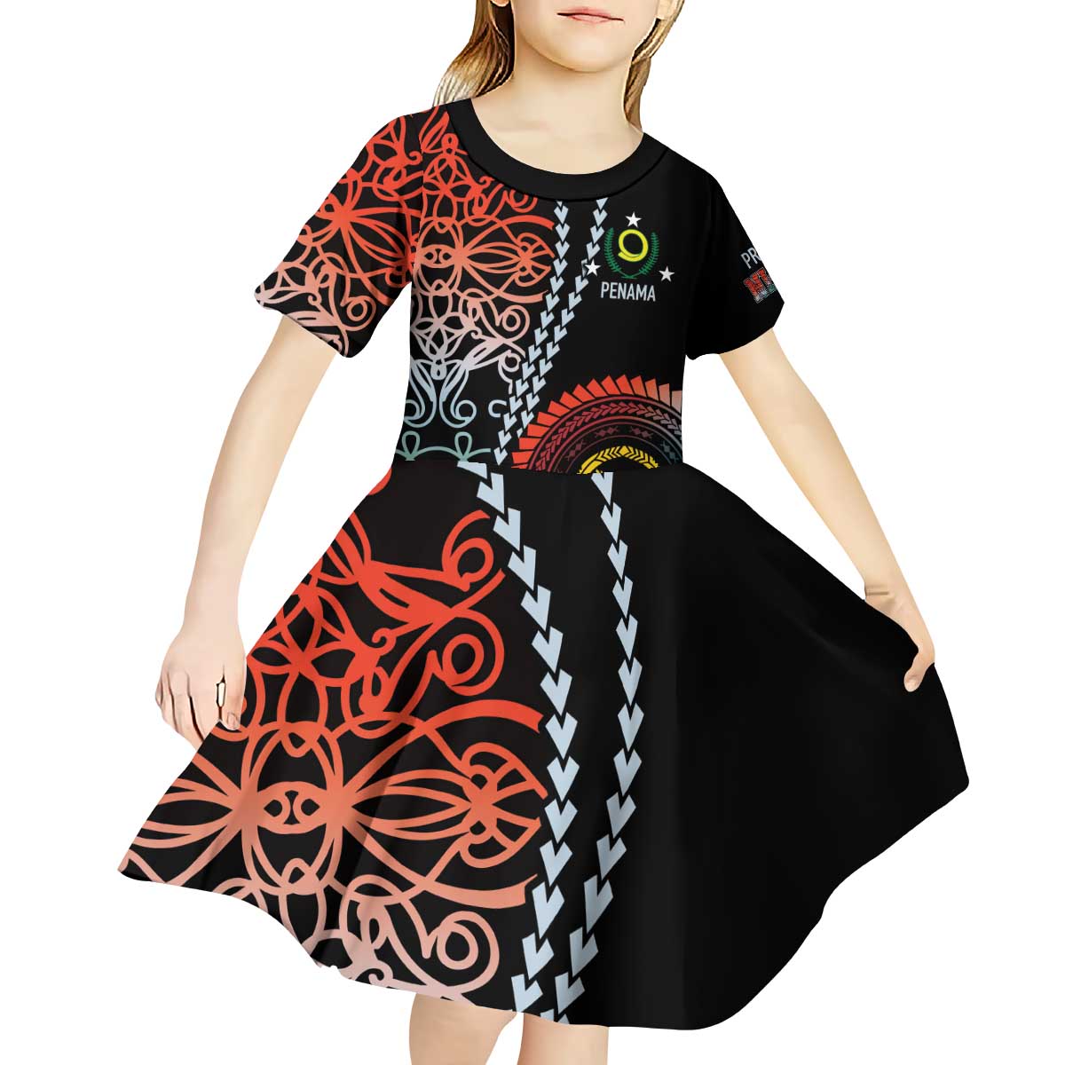 Proudly Ni-Van Sandroing Inspired Kid Short Sleeve Dress Penama Classic Style LT7 - Polynesian Pride