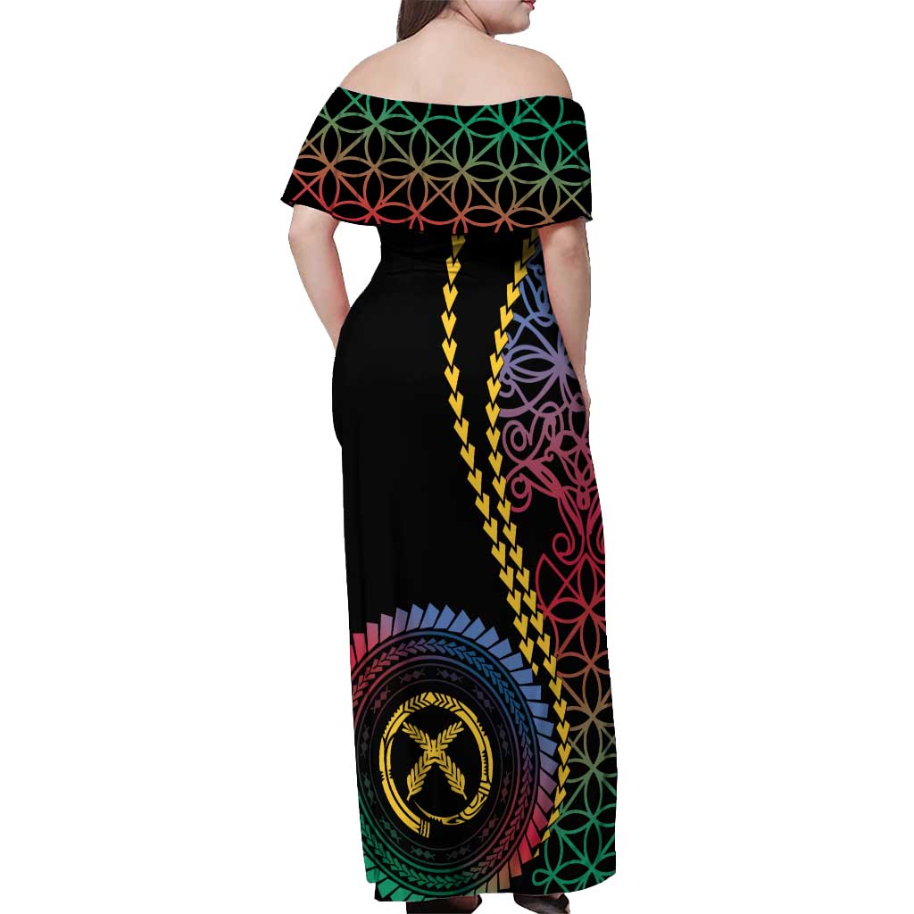 Proudly Ni-Van Sandroing Inspired Off Shoulder Maxi Dress Shefa Classic Style LT7 - Polynesian Pride