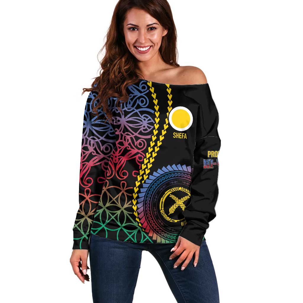 Proudly Ni-Van Sandroing Inspired Off Shoulder Sweater Shefa Classic Style LT7 Women Colorful - Polynesian Pride