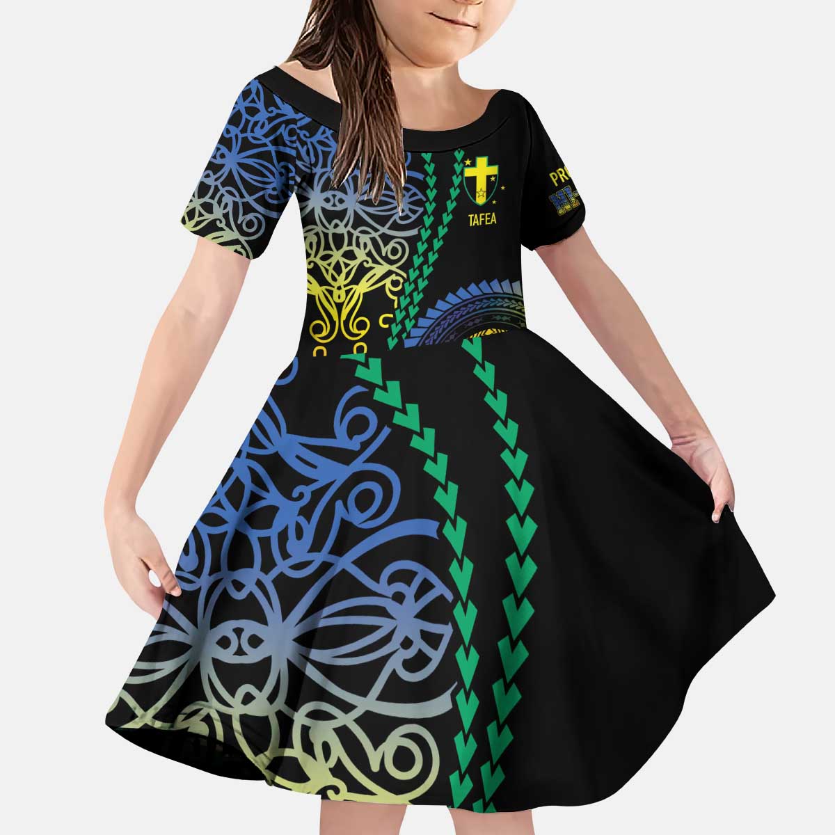 Proudly Ni-Van Sandroing Inspired Kid Short Sleeve Dress Tafea Classic Style LT7 KID Colorful - Polynesian Pride