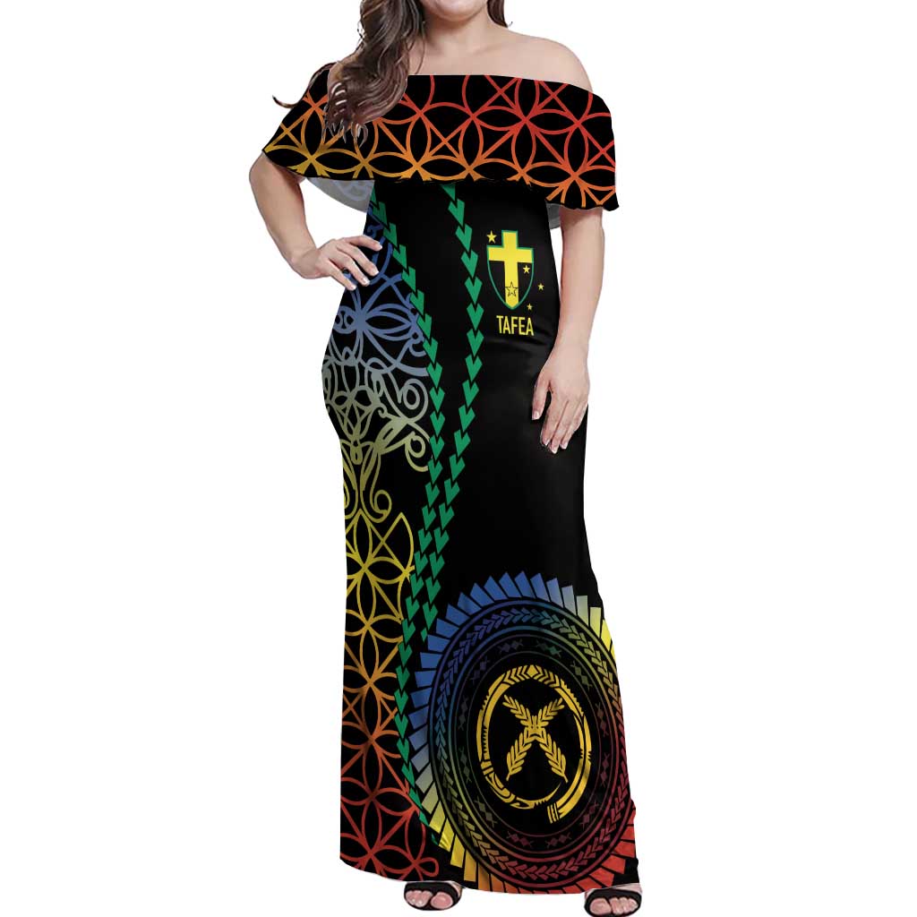 Proudly Ni-Van Sandroing Inspired Off Shoulder Maxi Dress Tafea Classic Style LT7 Women Colorful - Polynesian Pride