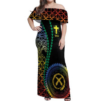 Proudly Ni-Van Sandroing Inspired Off Shoulder Maxi Dress Tafea Classic Style LT7 Women Colorful - Polynesian Pride