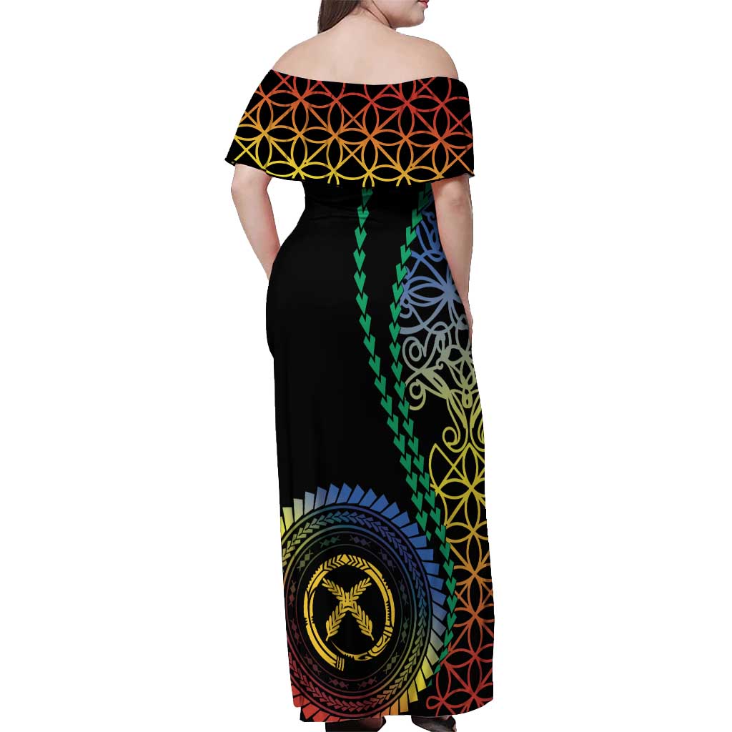 Proudly Ni-Van Sandroing Inspired Off Shoulder Maxi Dress Tafea Classic Style LT7 - Polynesian Pride