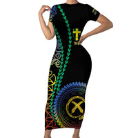 Proudly Ni-Van Sandroing Inspired Short Sleeve Bodycon Dress Tafea Classic Style LT7 Long Dress Colorful - Polynesian Pride