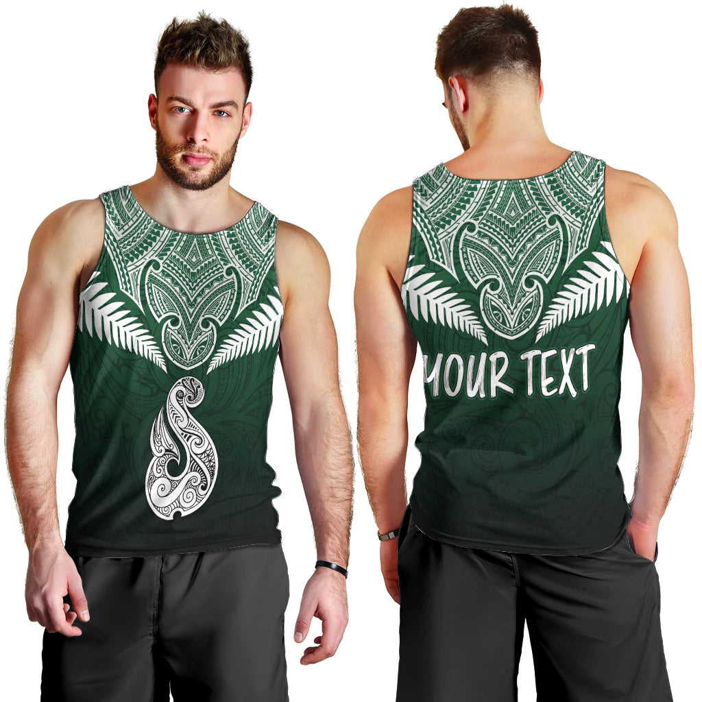 Personalised New Zealand Men Tank Top Hei Matau Mix Silver Fern Basic LT7 - Polynesian Pride