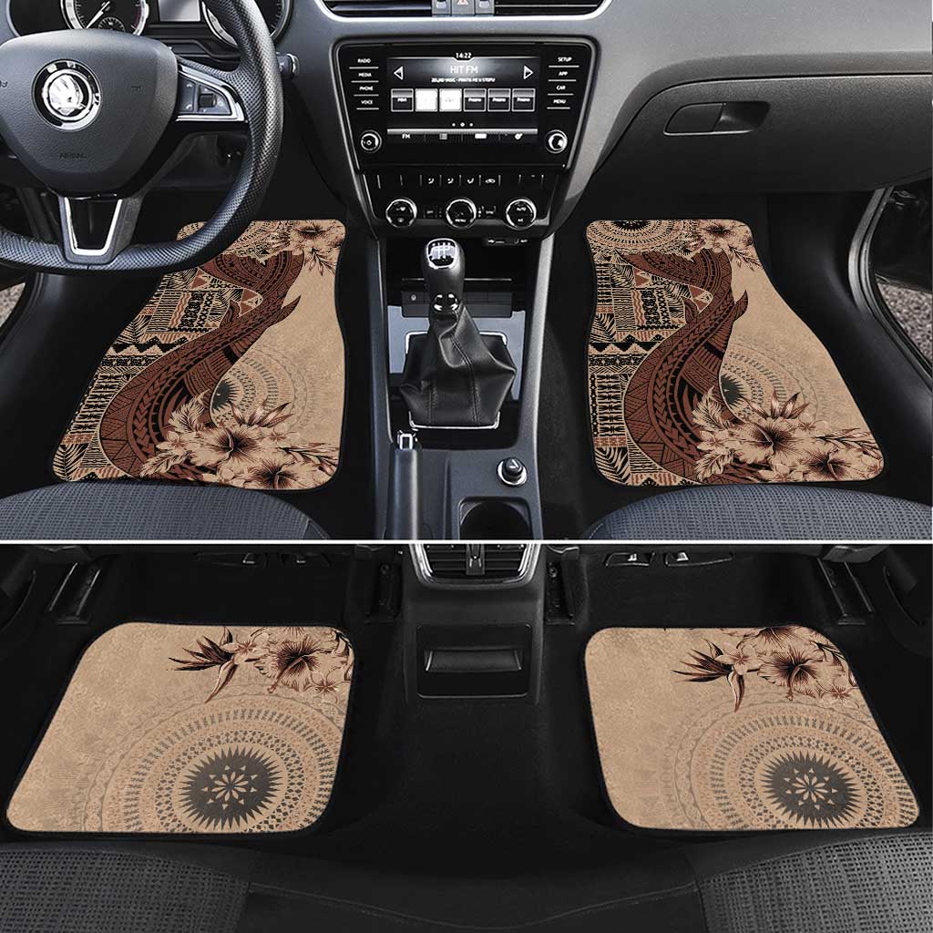 Bula Fiji Car Mats Shark Tail Beige Masi Tapa LT7 Set 4pcs Beige - Polynesian Pride
