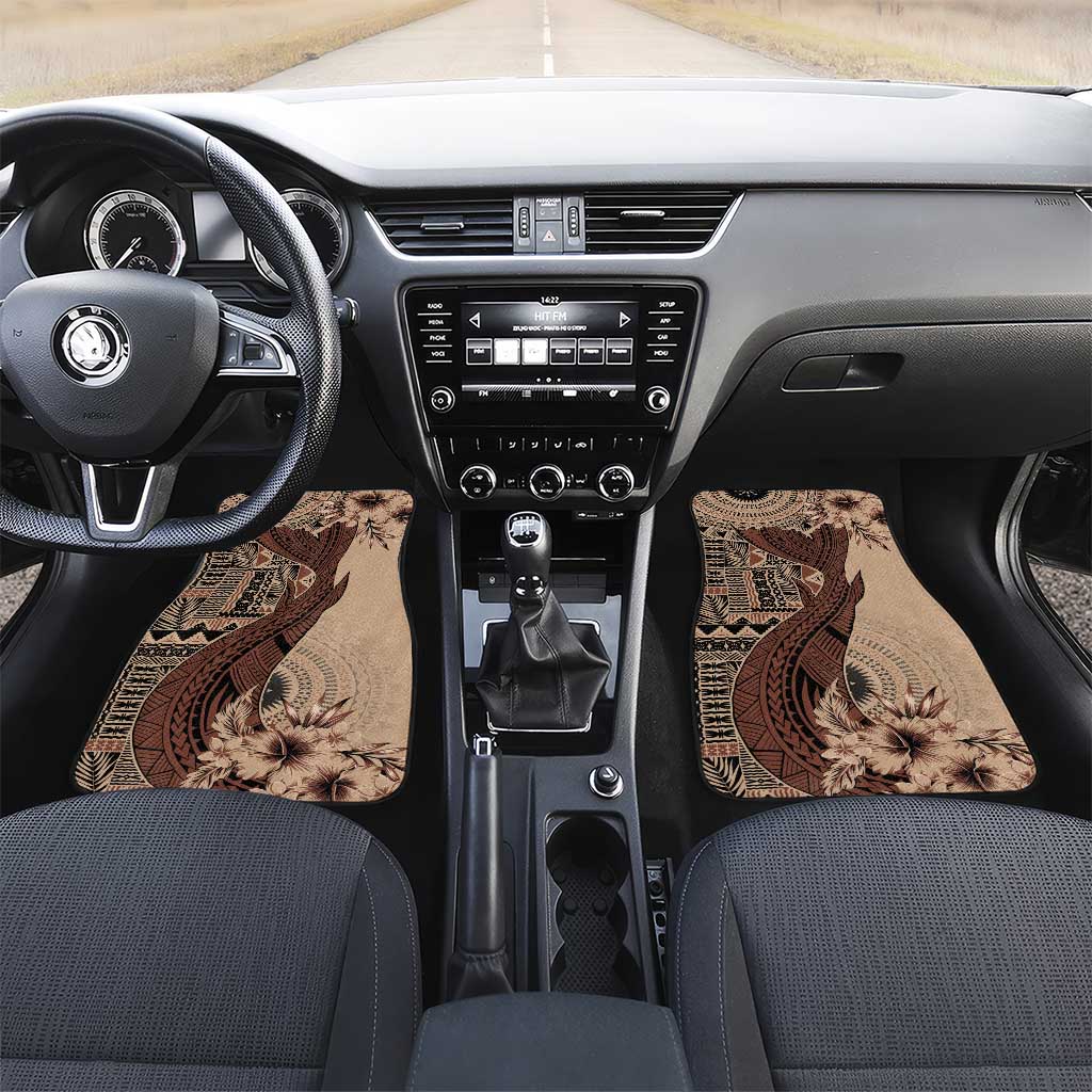 Bula Fiji Car Mats Shark Tail Beige Masi Tapa LT7 Set 2pcs - Front Beige - Polynesian Pride
