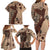 Bula Fiji Family Matching Long Sleeve Bodycon Dress and Hawaiian Shirt Shark Tail Beige Masi Tapa