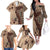 Bula Fiji Family Matching Off The Shoulder Long Sleeve Dress and Hawaiian Shirt Shark Tail Beige Masi Tapa