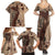 Bula Fiji Family Matching Summer Maxi Dress and Hawaiian Shirt Shark Tail Beige Masi Tapa