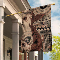 Bula Fiji Garden Flag Shark Tail Beige Masi Tapa LT7 House Flag Beige - Polynesian Pride