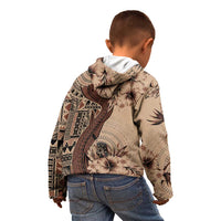 Bula Fiji Kid Hoodie Shark Tail Beige Masi Tapa LT7 - Polynesian Pride