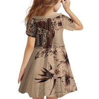 Bula Fiji Kid Short Sleeve Dress Shark Tail Beige Masi Tapa LT7 - Polynesian Pride
